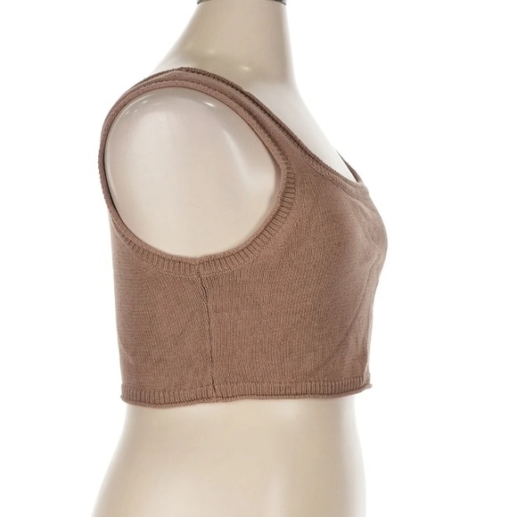 Reformation Elke Tank Top Organic Cotton Cropped Knit Tan Tank Top Size XL - Picture 4 of 9